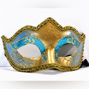 Stamped Original Venetian Eye Mask Hand Painted Made In Venice Italy Pre Owned